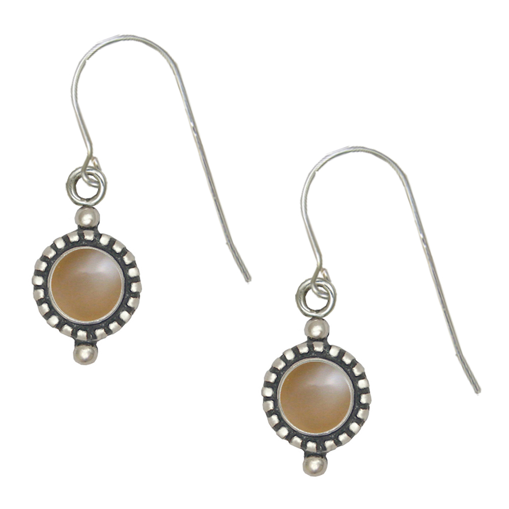 Sterling Silver Little Peach Moonstone Gemstone Drop Dangle Earrings